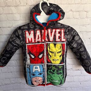 Marvel Avengers Spider-Man Superhero Reversible Jacket Fleece Hooded Size 2T